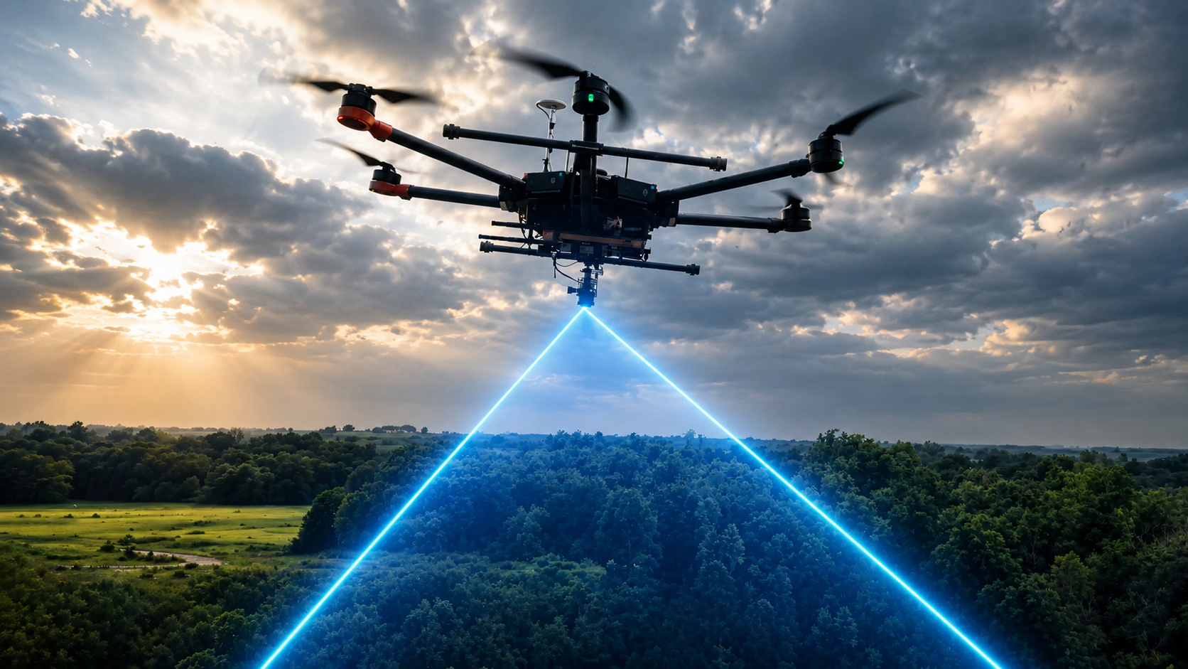 UXO detection drone in operation